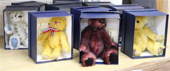 Nine boxed miniature Deans bear, certificates